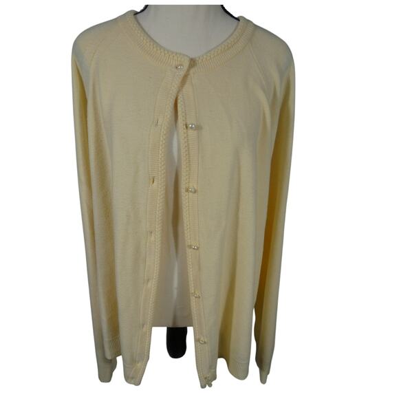 Karen Scott XL Yellow Button Up Knit Sweater Cardigan - Picture 1 of 7